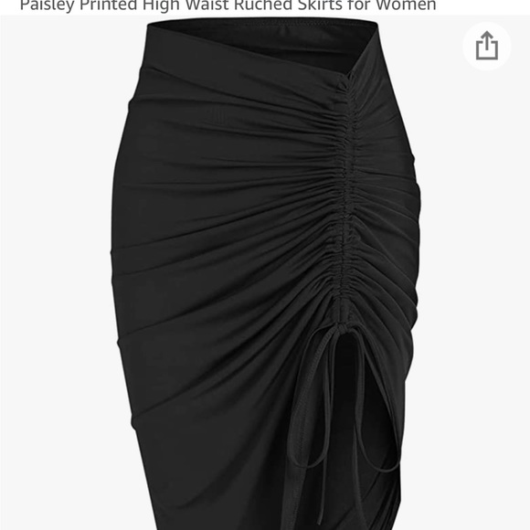 Zaful Black Cinched Midi Skirt - Picture 8 of 10